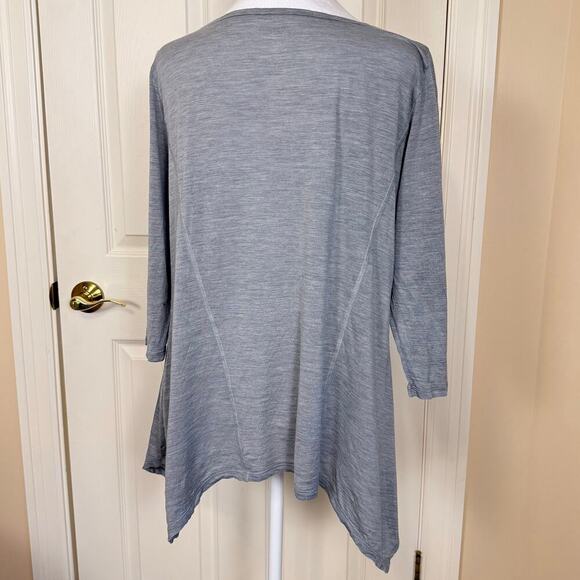 Eileen Fisher Gray Asymmetrical Hem Tunic Top 3/4 Sleeves Silk Cotton Blend EUC - Picture 3 of 8